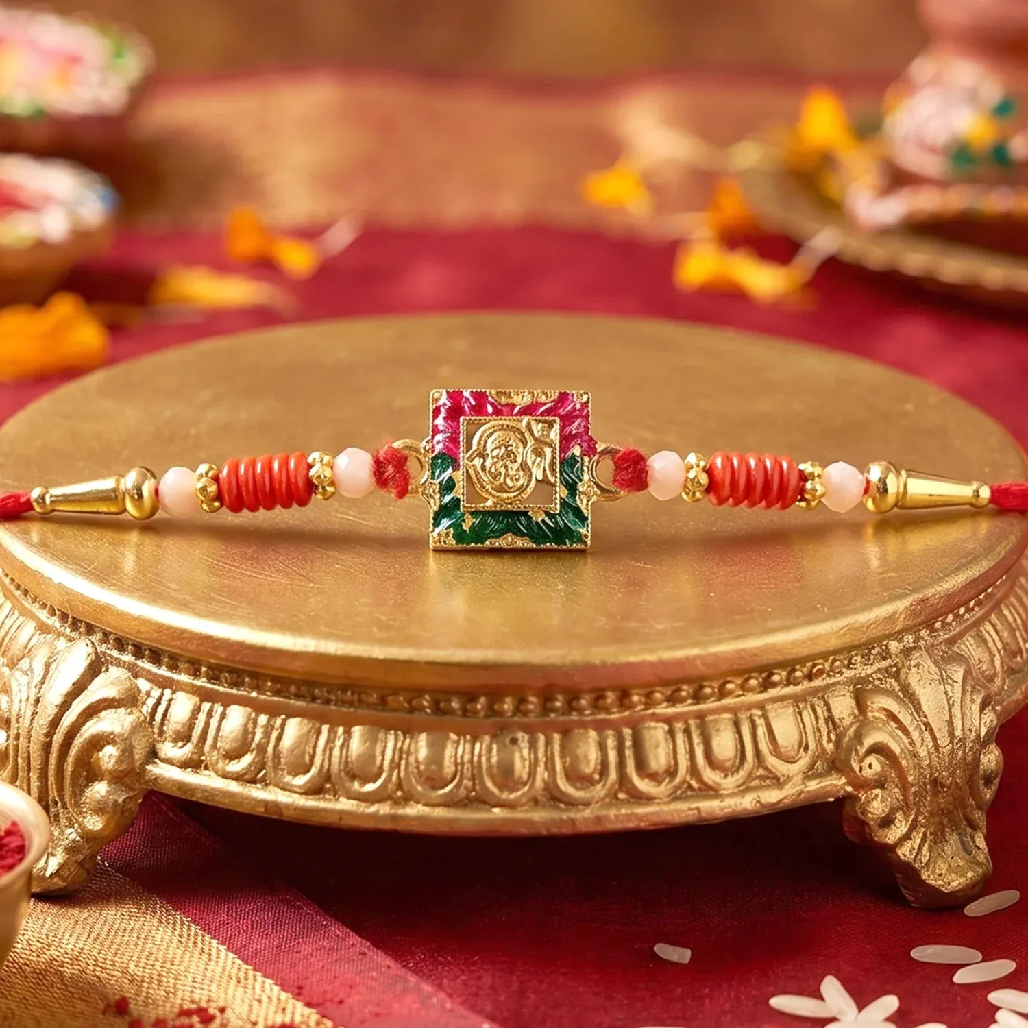 Ganesha Rakhi, Elegant Designer Thread for Raksha Bandhan - Detailed Feature View 3