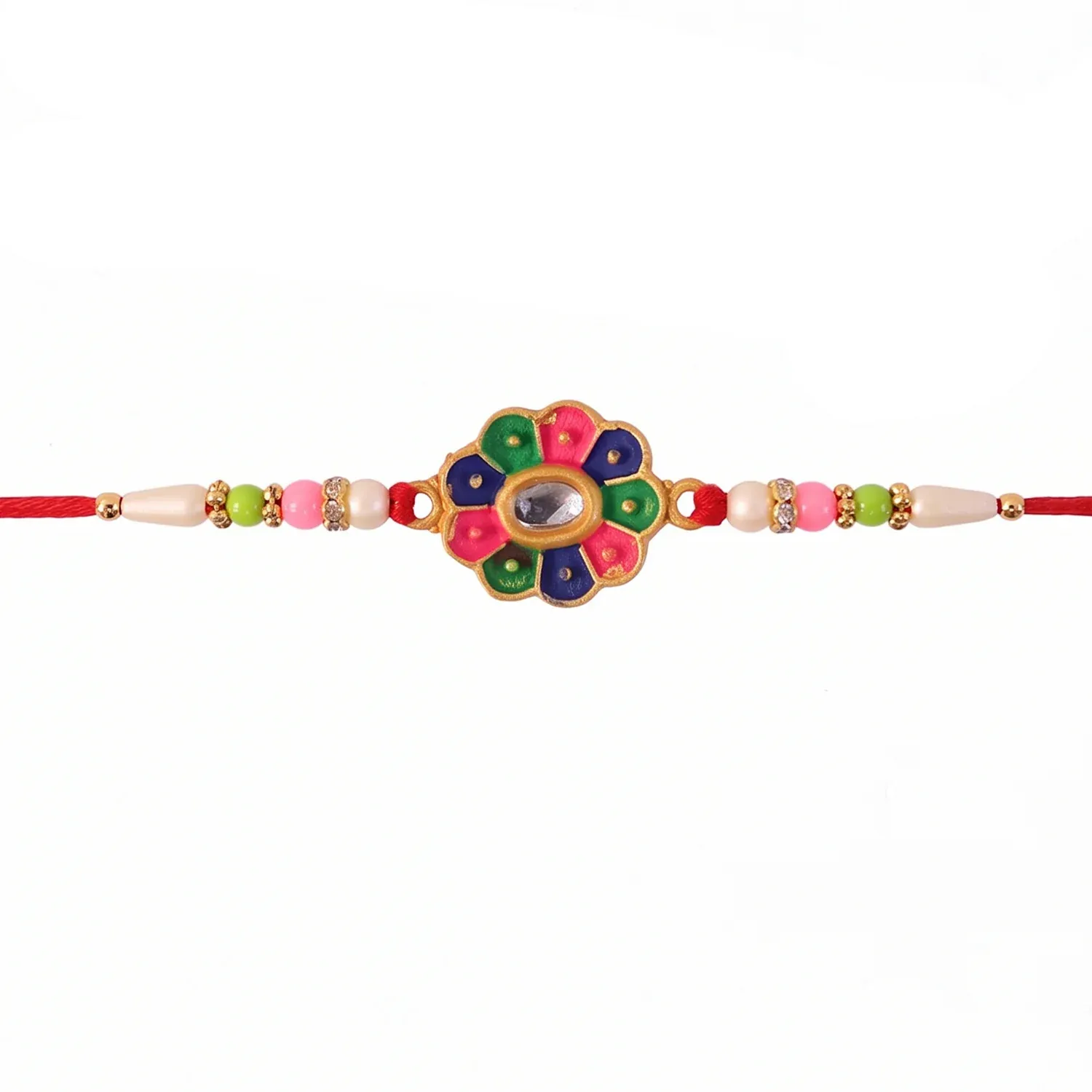 Multicolor Flower Rakhi – Elegant Festive Design for Brothers - Detailed Feature View 4