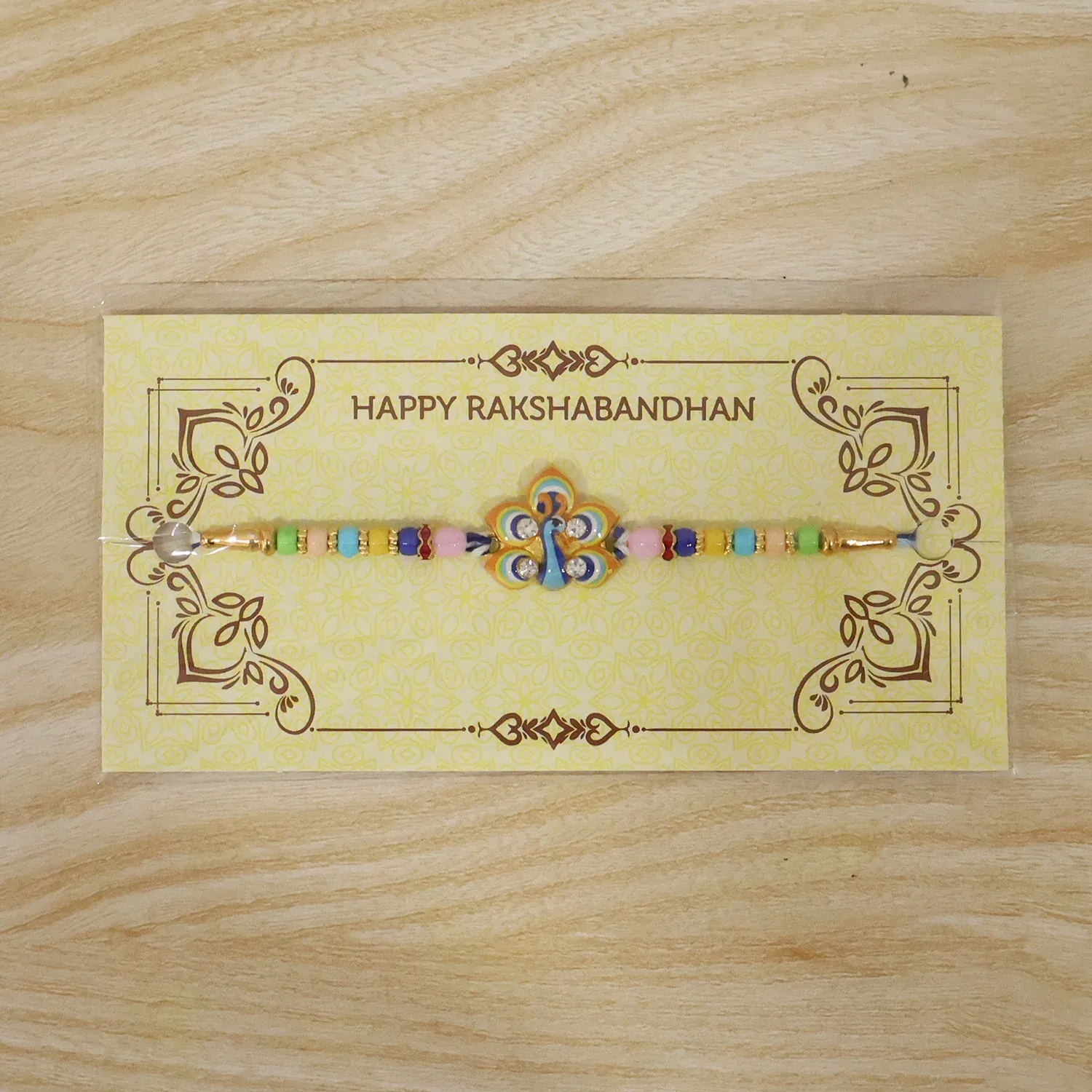 Rakshabandhan Peacock Feather Rakhi – Elegant Traditional Design - Detailed Feature View 6