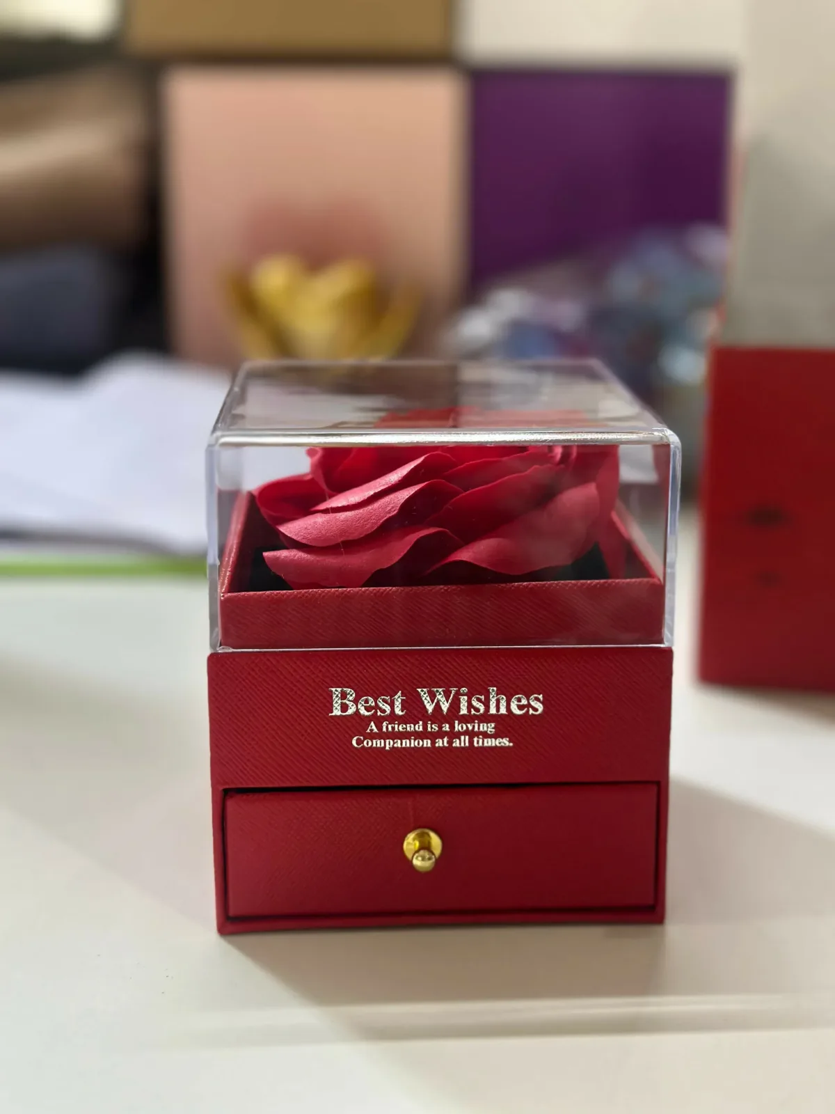 Preserved Rose Gift Box with Drawer – Elegant Home Décor & Gifting - Detailed Feature View 6