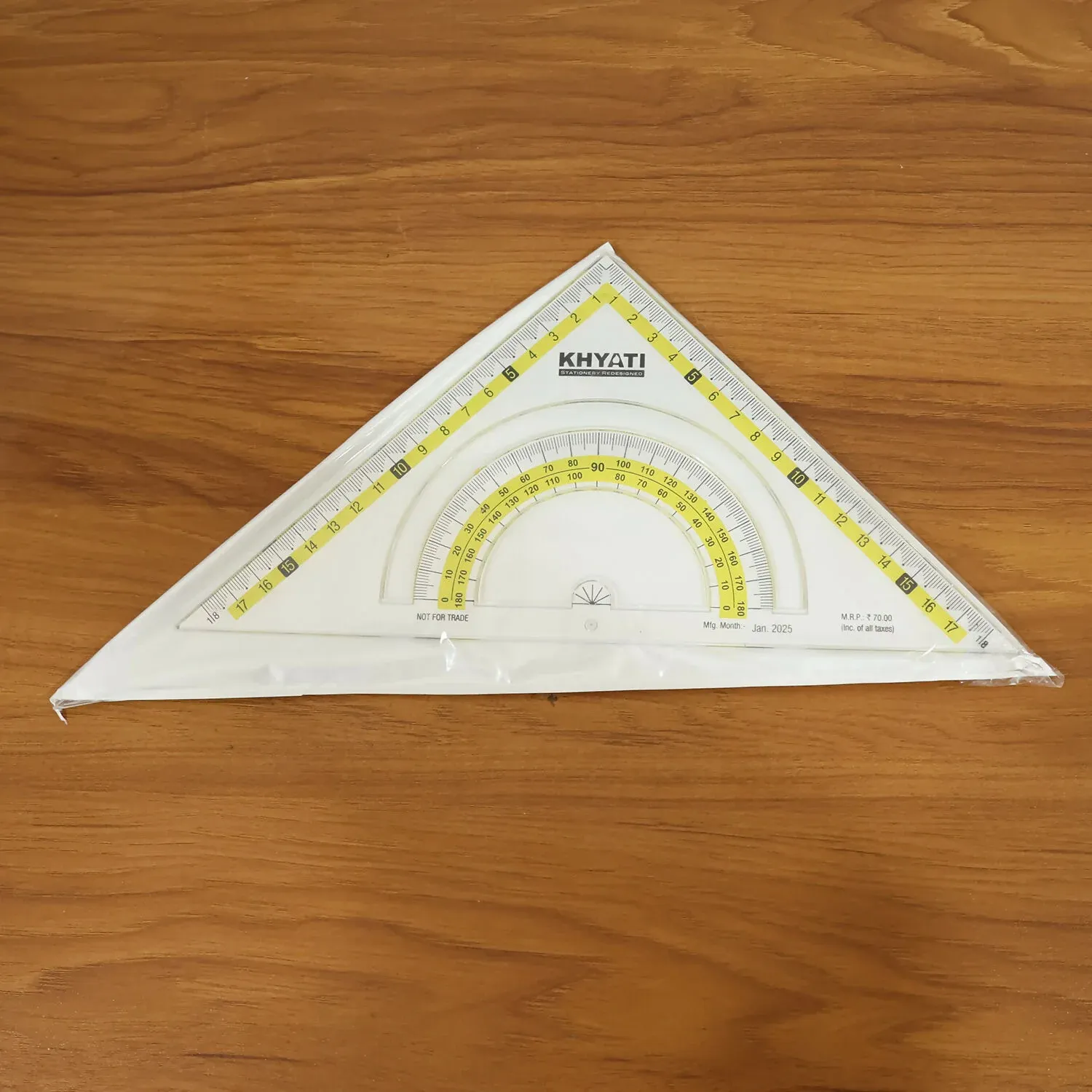 Transparent Set Square with Protractor for Precise Drawing - Detailed Feature View 5