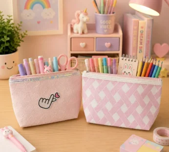 Multipurpose Makeup, Toiletry & Stationery Organizer Pouch with Zipper (Design may vary 1 PC)