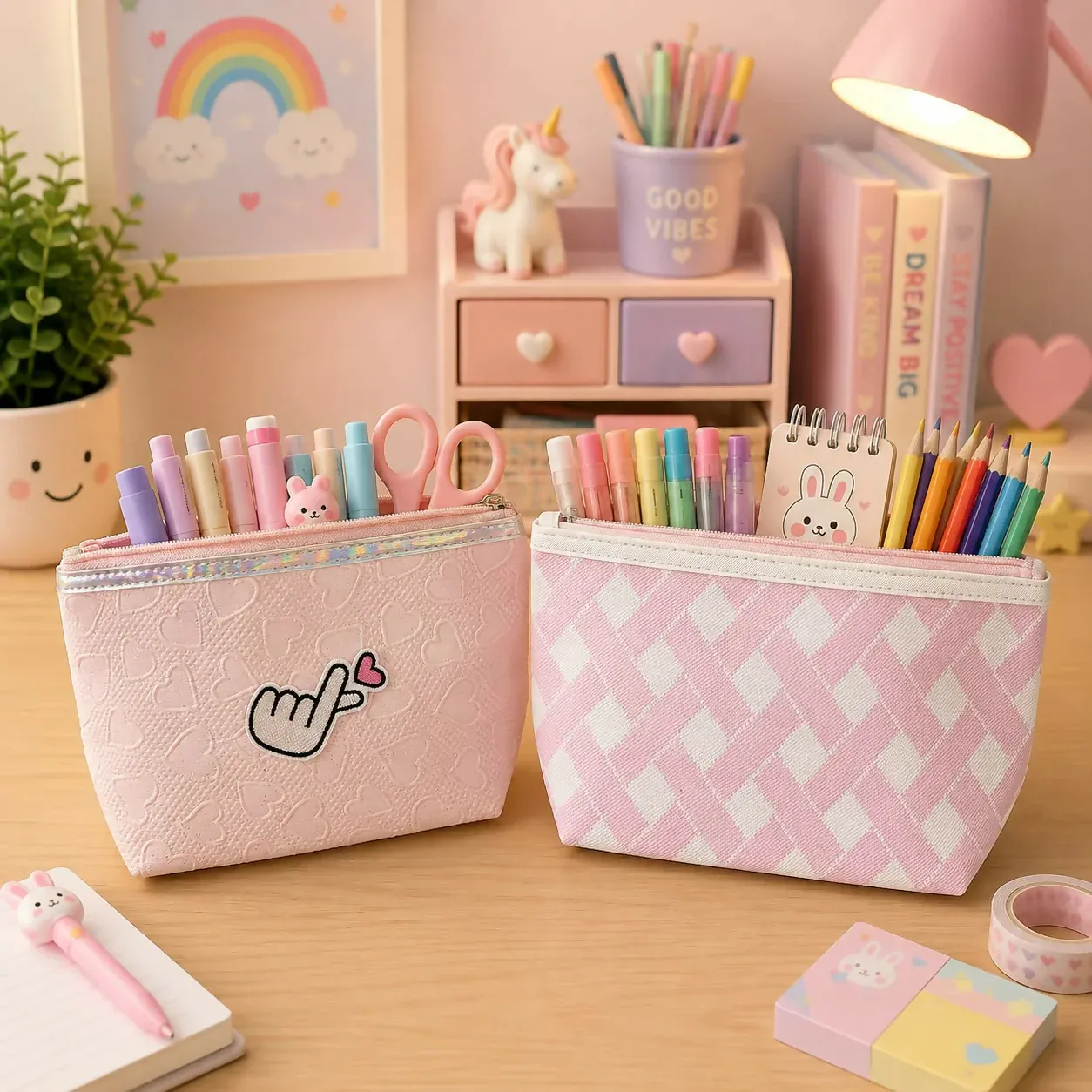 Multipurpose Makeup, Toiletry & Stationery Organizer Pouch with Zipper (Design may vary 1 PC)