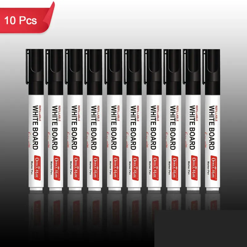 Premium Whiteboard Marker Set – Refillable Bold Black Ink (10 Pcs) - Buy Online at Alikart