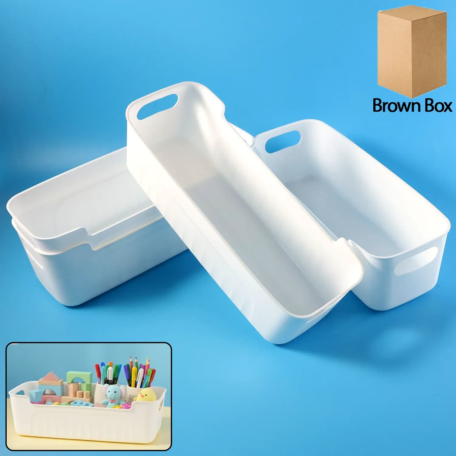 Premium White Plastic Storage Basket Set – 4 Durable Stackable Organizers - Buy Online at Alikart