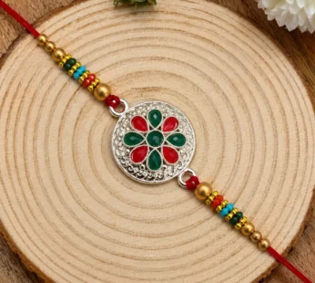 Rakshabandhan Silver Plated Floral Rakhi – Traditional & Elegant