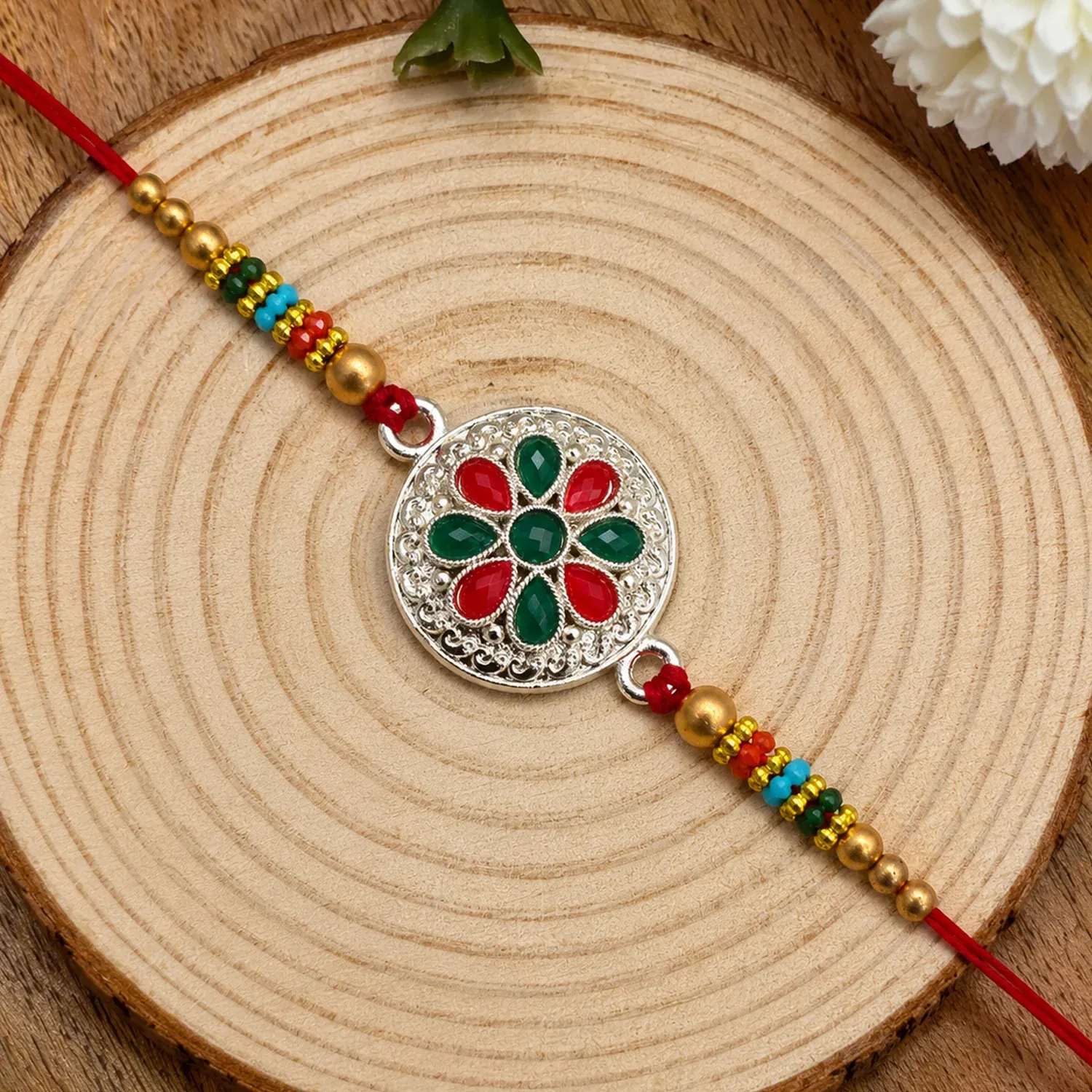Premium Rakshabandhan Silver Plated Floral Rakhi – Traditional & Elegant - Buy Online at Alikart