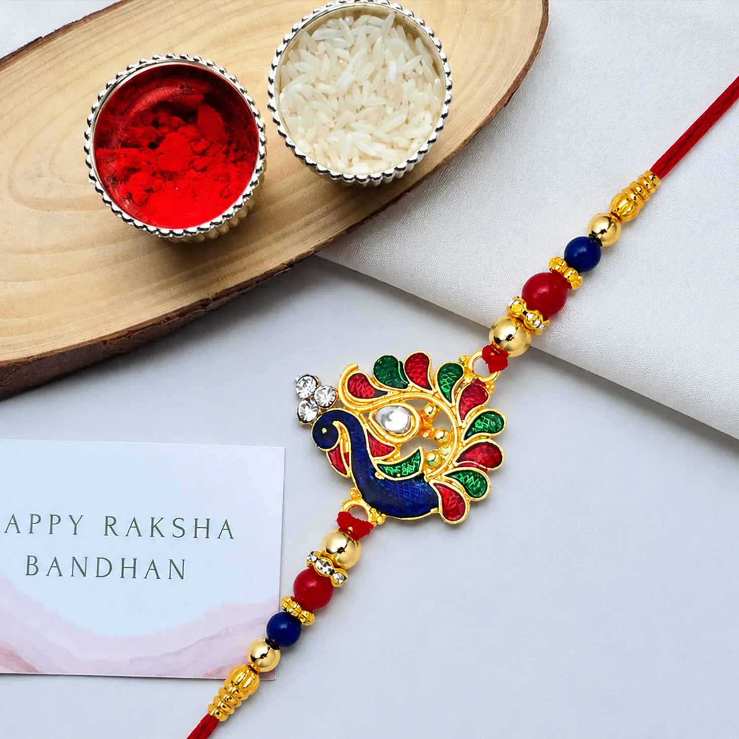 Premium Rakhi – Traditional Peacock Design for Brothers & Sisters - Buy Online at Alikart