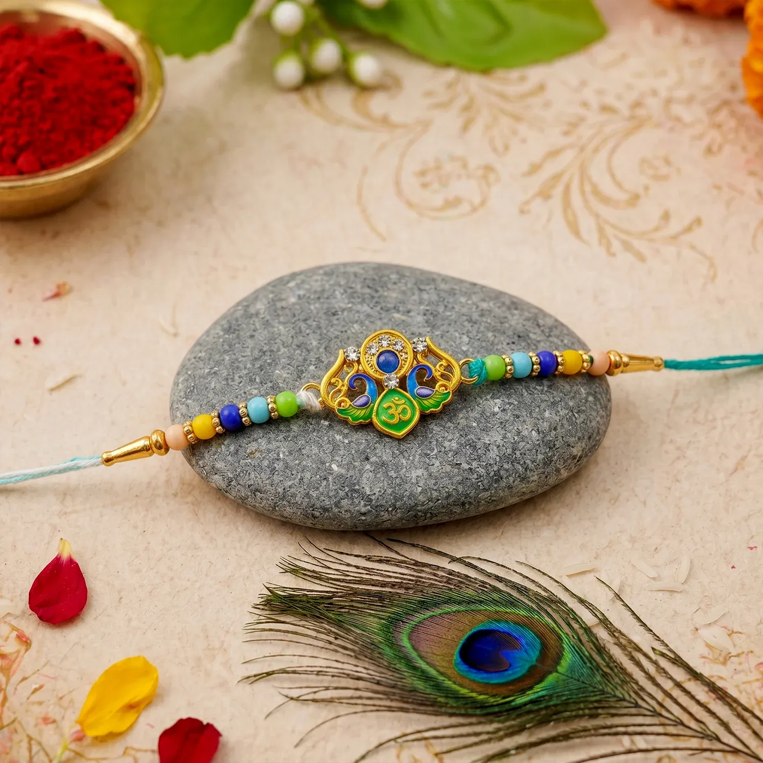Premium Rakhi – Traditional Colorful Beads and Yellow Thread for Brother - Buy Online at Alikart