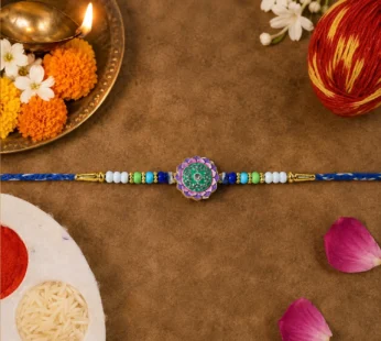Rakhi – Elegant Floral Stone & Bead Design for Rakshabandhan