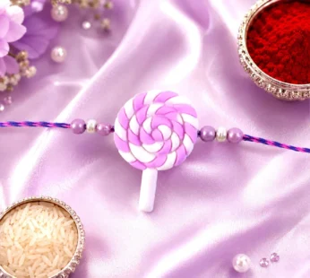 Kids Rakhi for Brother – Swirl Lollipop Pearl Beaded Design