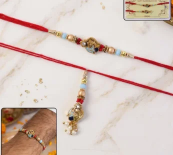 Premium Pearl Bead Bhabhi Lumba Rakhi – Elegant Gift for Raksha Bandhan