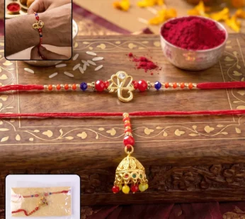 Premium Rakhi – Elegant Jhumka Latkan with Traditional Charm Bhabhi Lumba Rakhi