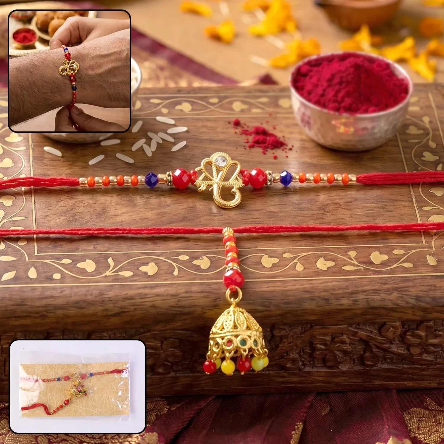 Premium Premium Rakhi – Elegant Jhumka Latkan with Traditional Charm Bhabhi Lumba Rakhi - Buy Online at Alikart