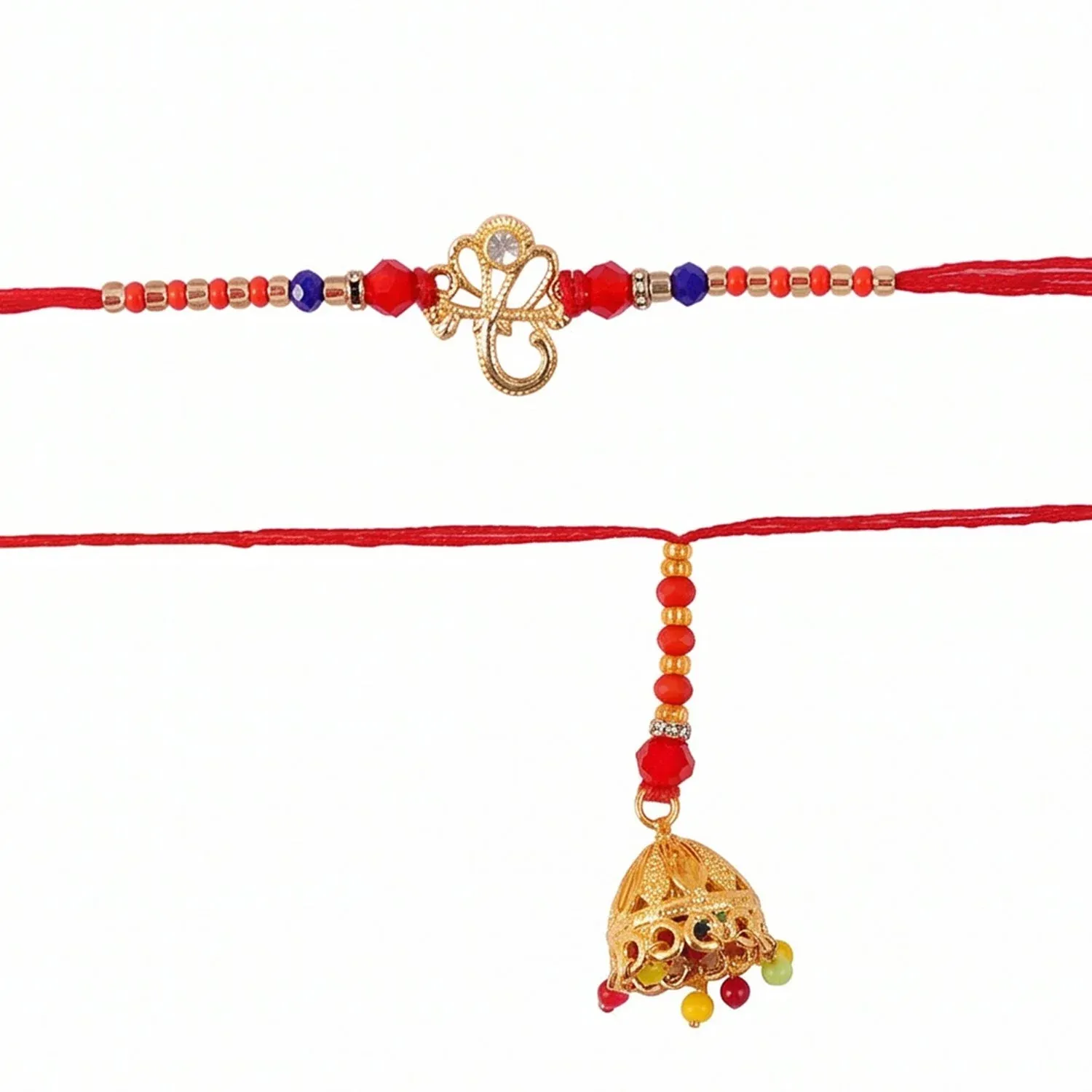 Premium Rakhi – Elegant Jhumka Latkan with Traditional Charm Bhabhi Lumba Rakhi - Detailed Feature View 4