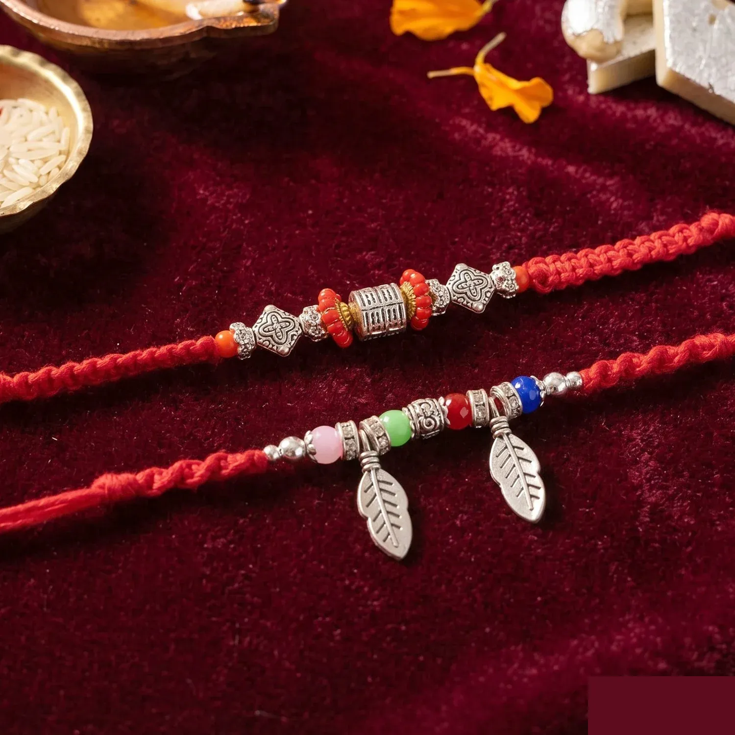 Premium Premium Bhabhi Lumba Rakhi – Elegant traditional thread with colorful beads - Buy Online at Alikart