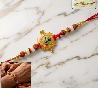 Traditional Turtle Design Rakhi – Elegant Rudraksha Beads for Raksha Bandhan