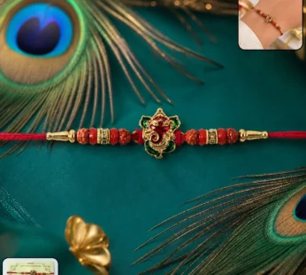 Ganesh Rudraksha Beads Rakhi – Traditional Blessing Gift for Brothers
