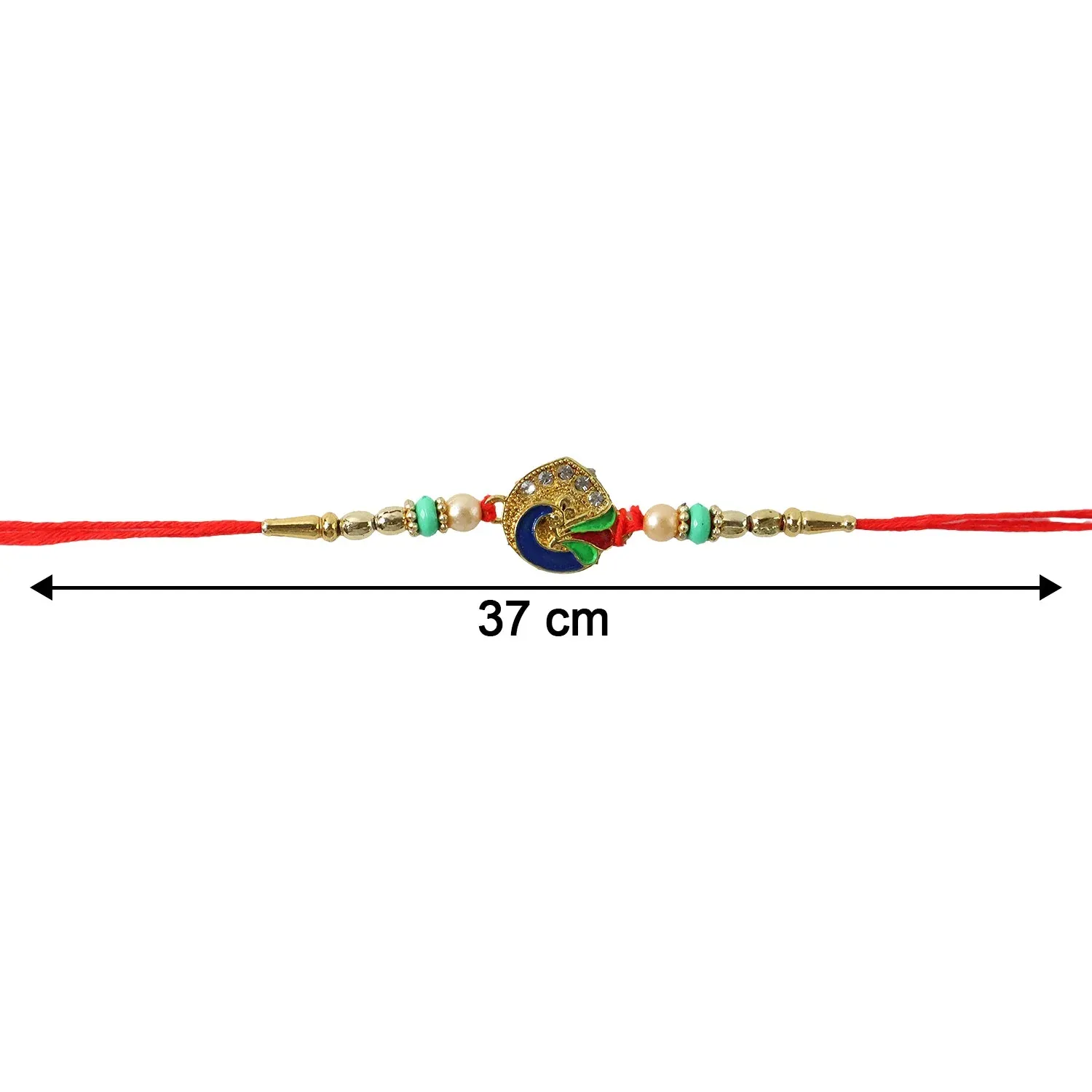 Peacock Designer Rakhi – Pearl Beads & Traditional Charm - Detailed Feature View 5