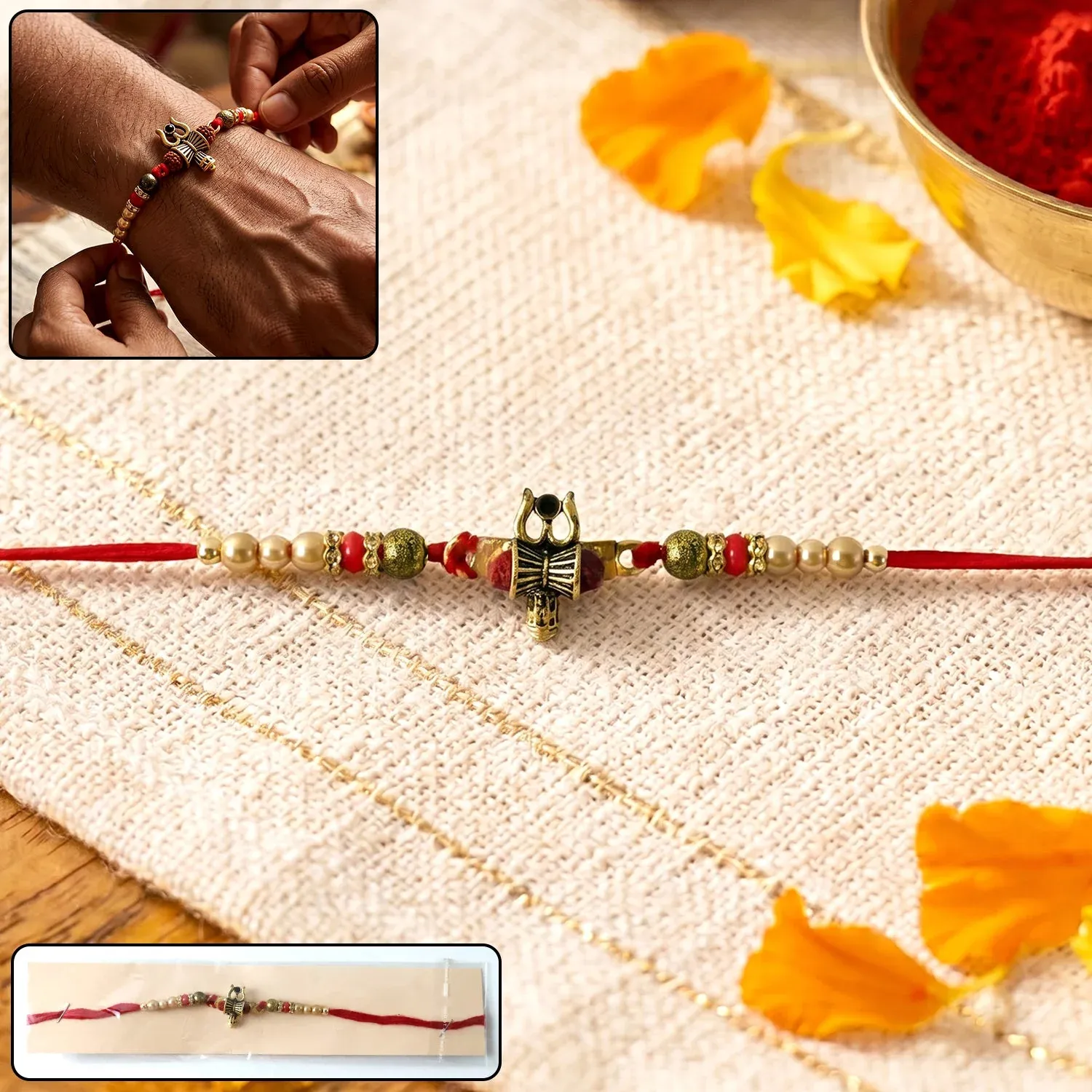 Premium Rakhi – Traditional Damru Trishul Beaded Design for Raksha Bandhan - Buy Online at Alikart