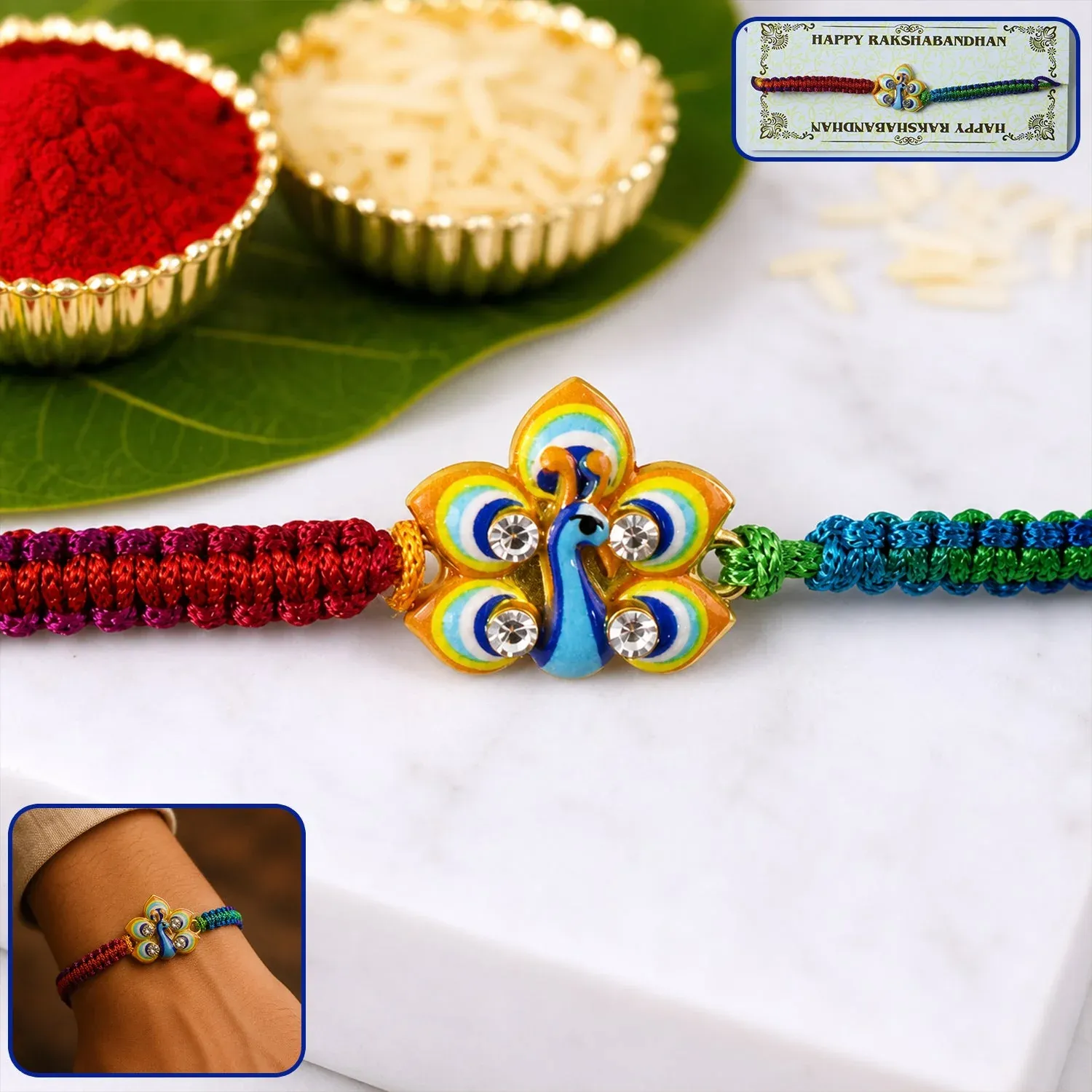 Premium Peacock Design Rakhi – Elegant & Lightweight for Brothers - Buy Online at Alikart