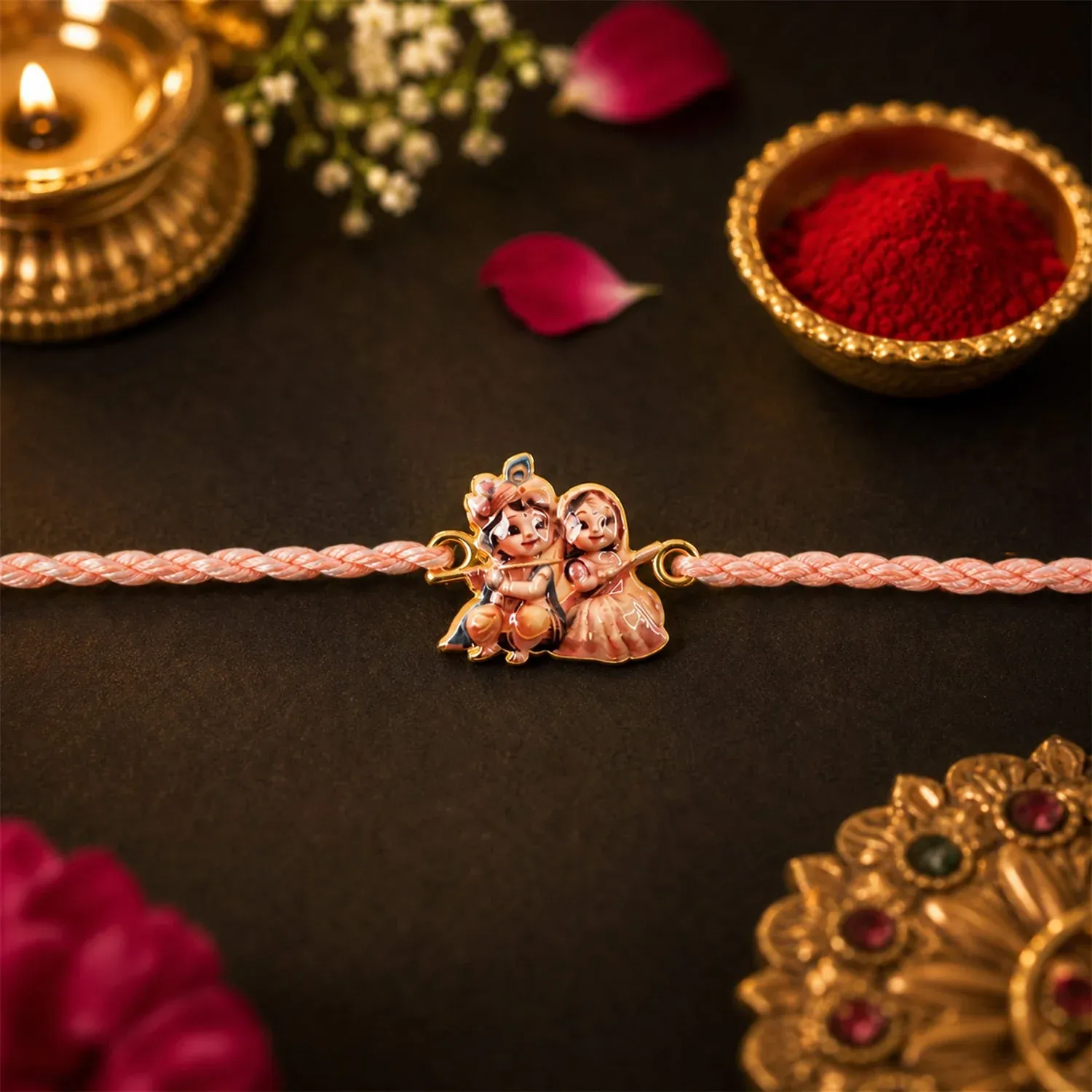 Radha Krishna Rakhi, Stylish & Light for Raksha Bandhan - Detailed Feature View 1