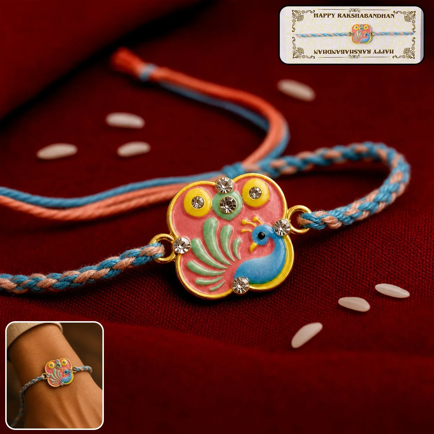 Premium Peacock Rakhi – Elegant Designer Thread for Siblings' Festival - Buy Online at Alikart