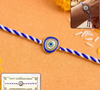 Blue Round Stone Rakhi – Stylish & Traditional Gifting