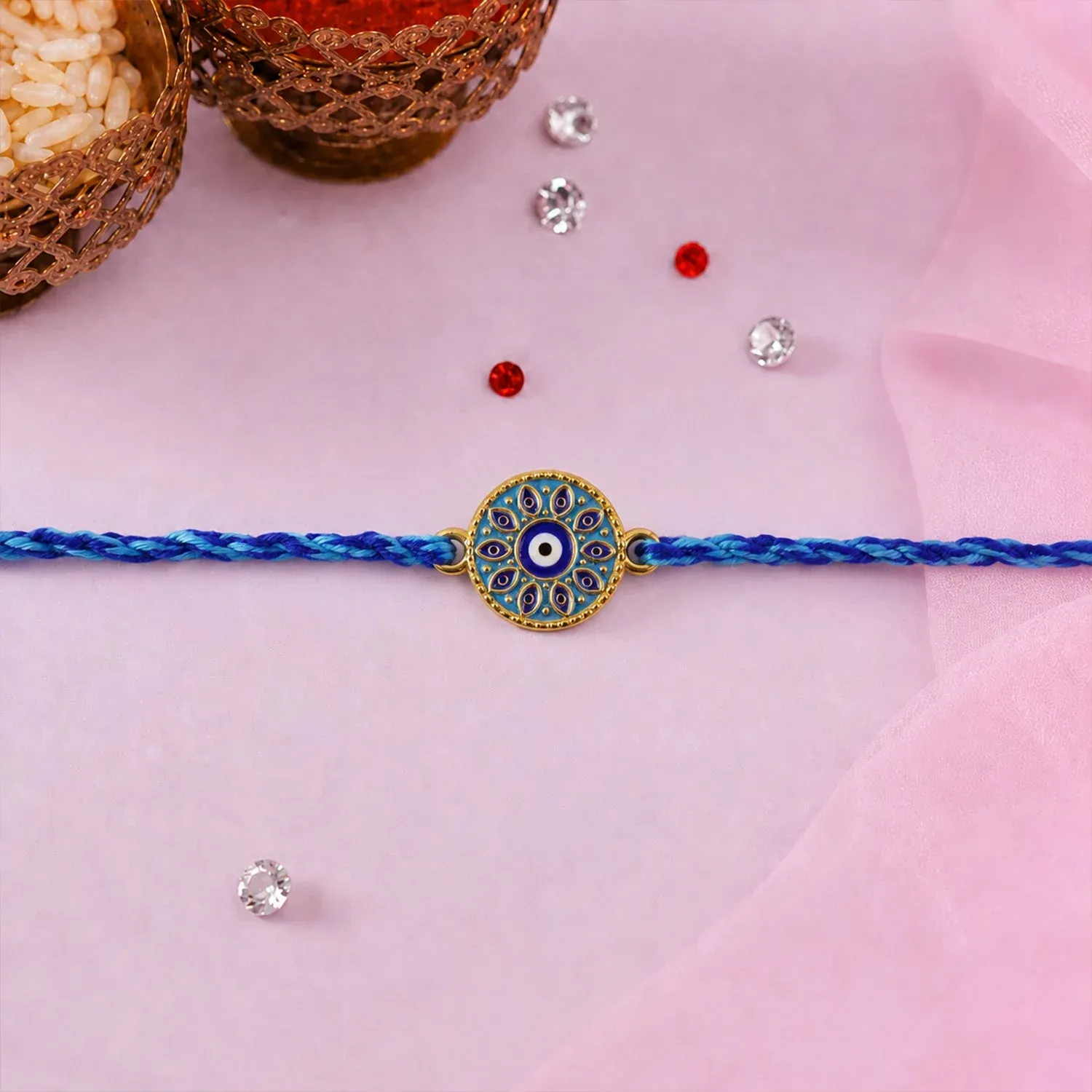Rakshabandhan Blue Evil Eye Rakhi – Stylish & Protective Design - Detailed Feature View 1
