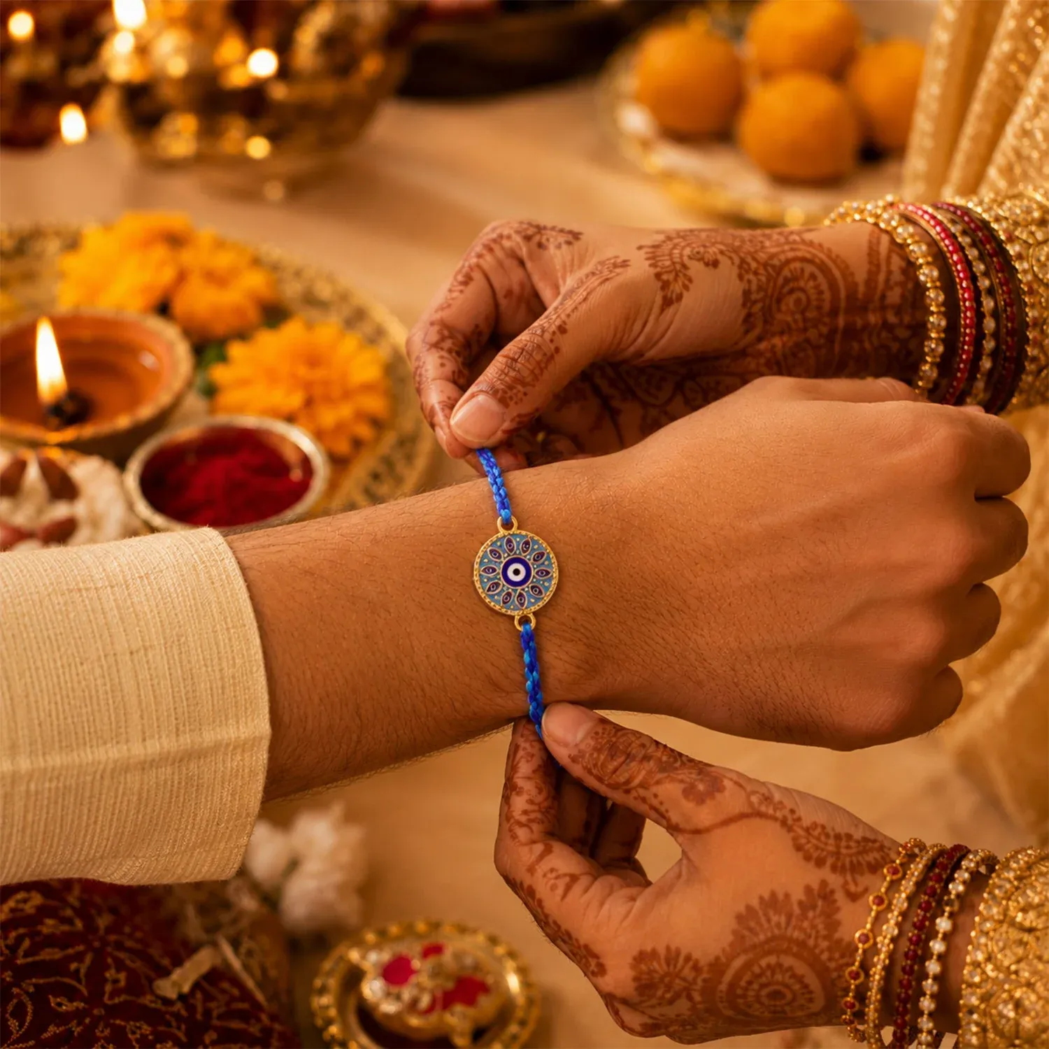 Rakshabandhan Blue Evil Eye Rakhi – Stylish & Protective Design - Detailed Feature View 2