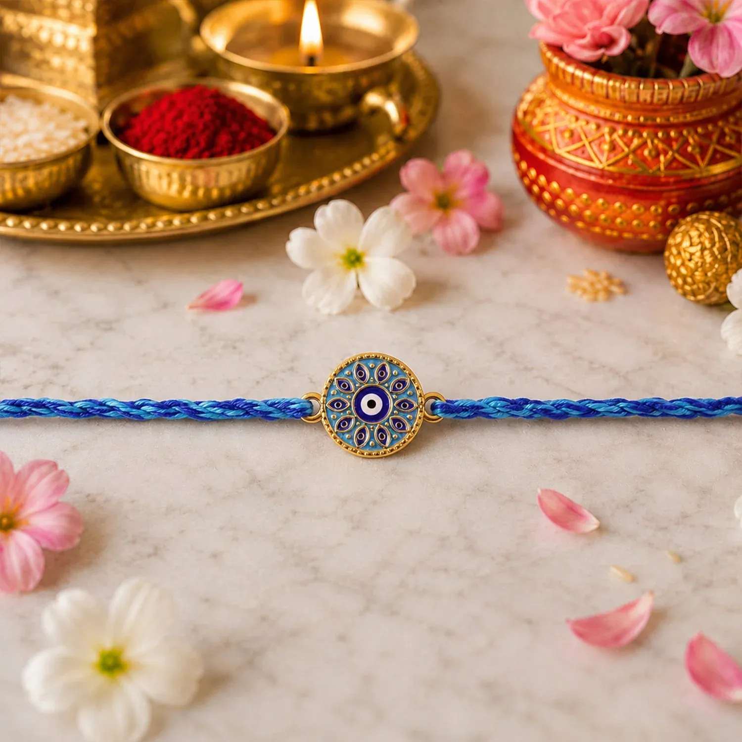 Rakshabandhan Blue Evil Eye Rakhi – Stylish & Protective Design - Detailed Feature View 5