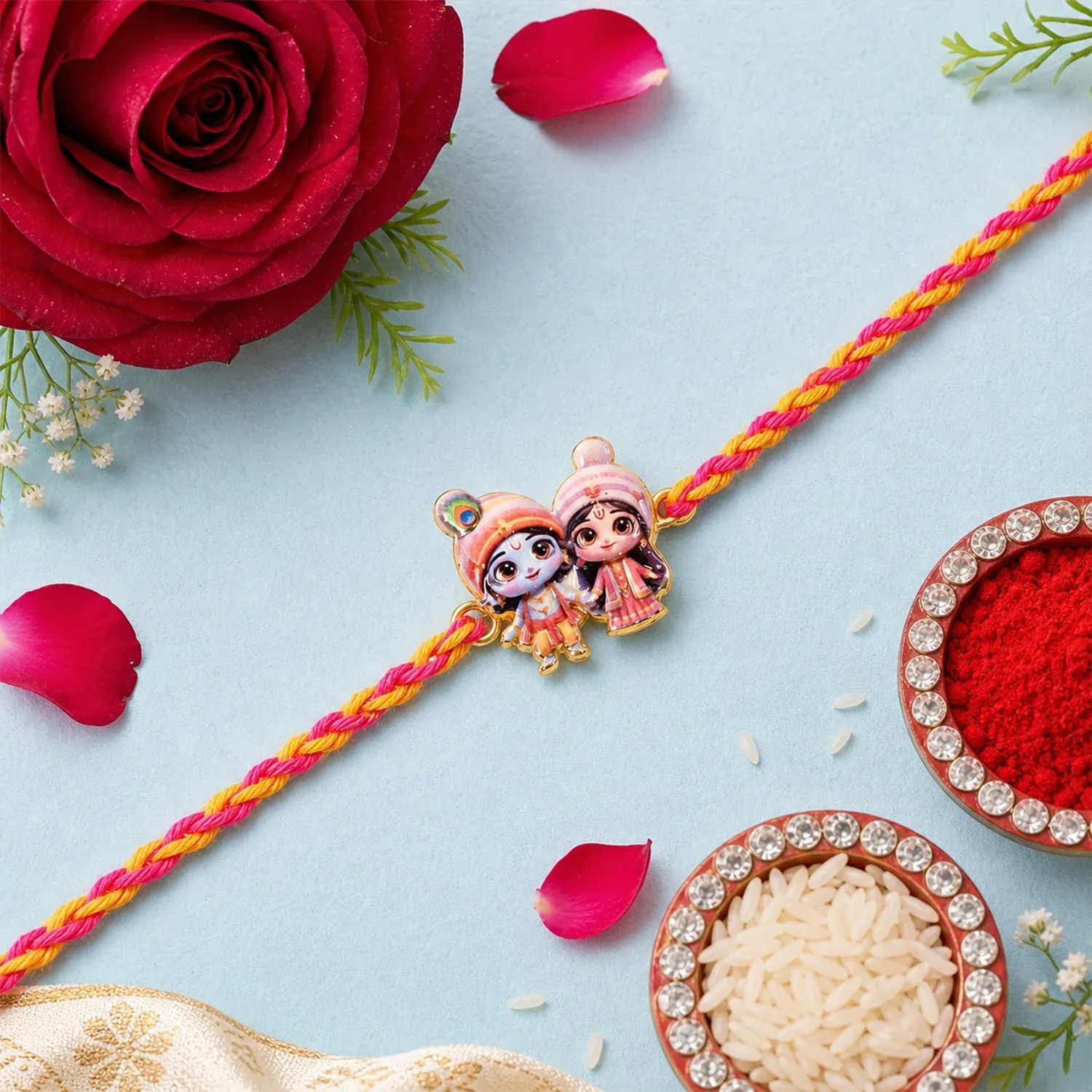 Radha Krishna Rakhi – Elegant & Traditional Design for Brothers - Detailed Feature View 2