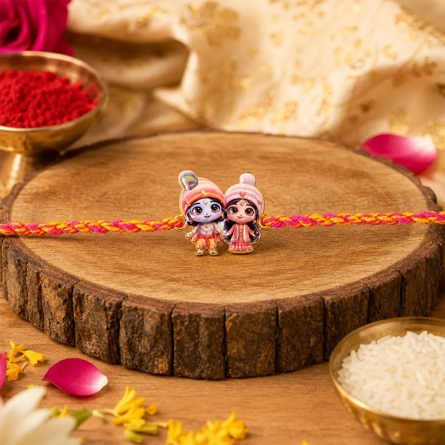 Radha Krishna Rakhi – Elegant & Traditional Design for Brothers - Detailed Feature View 1