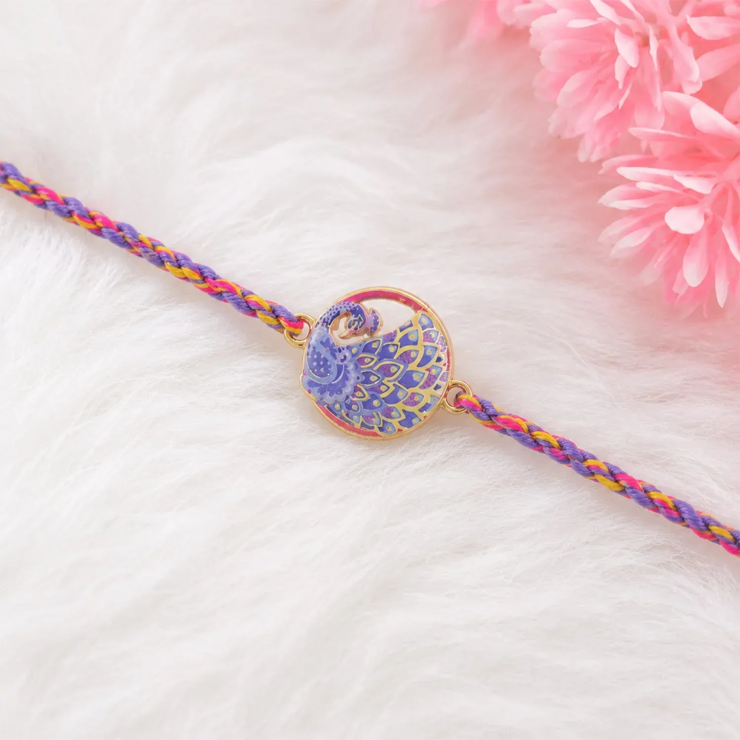 Peacock Rakhi – Elegant Designer Thread for Brothers - Detailed Feature View 1