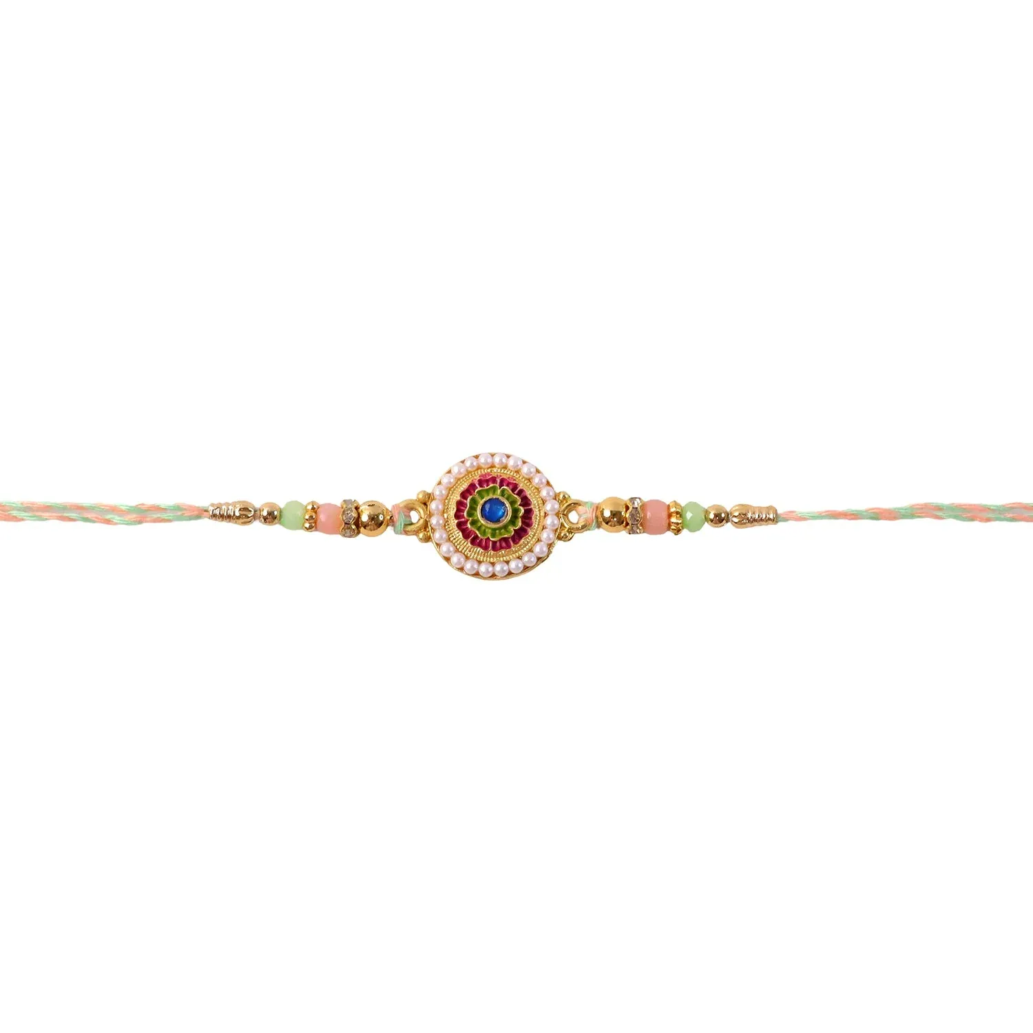 Pearl Rakhi – Elegant Beaded Floral Design for Brothers - Detailed Feature View 4