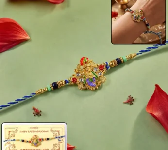Rakhi – Colourful Divine Idol Beaded Design for Brother