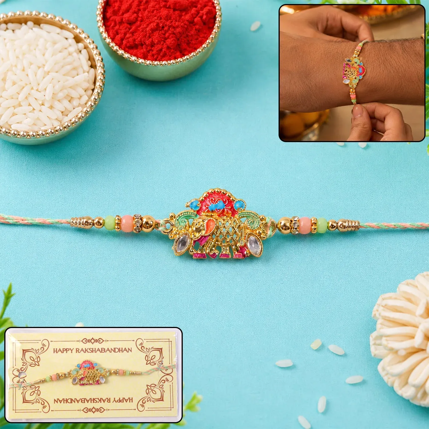 Premium Rakhi – Colorful Elephant Beaded Rakhi for Rakshabandhan - Buy Online at Alikart