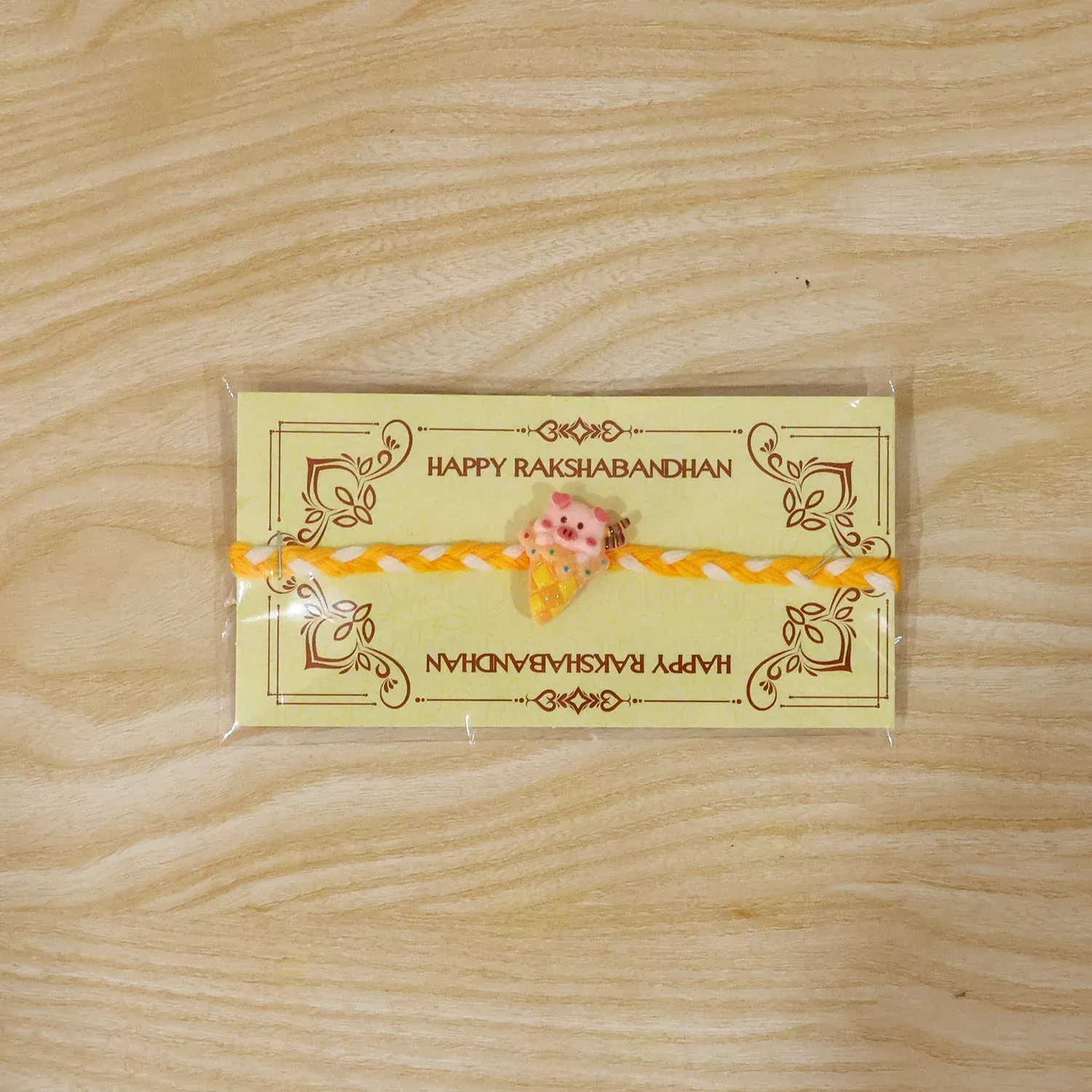 Cute Pig Rakhi – Whimsical Ice Cream & Pig Design, Lightweight & Unique - Detailed Feature View 6