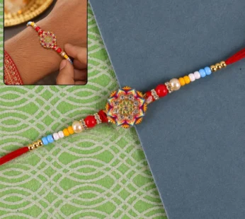 Rangoli Mandala Rakhi – Elegant Pearl Bead Design for Brothers
