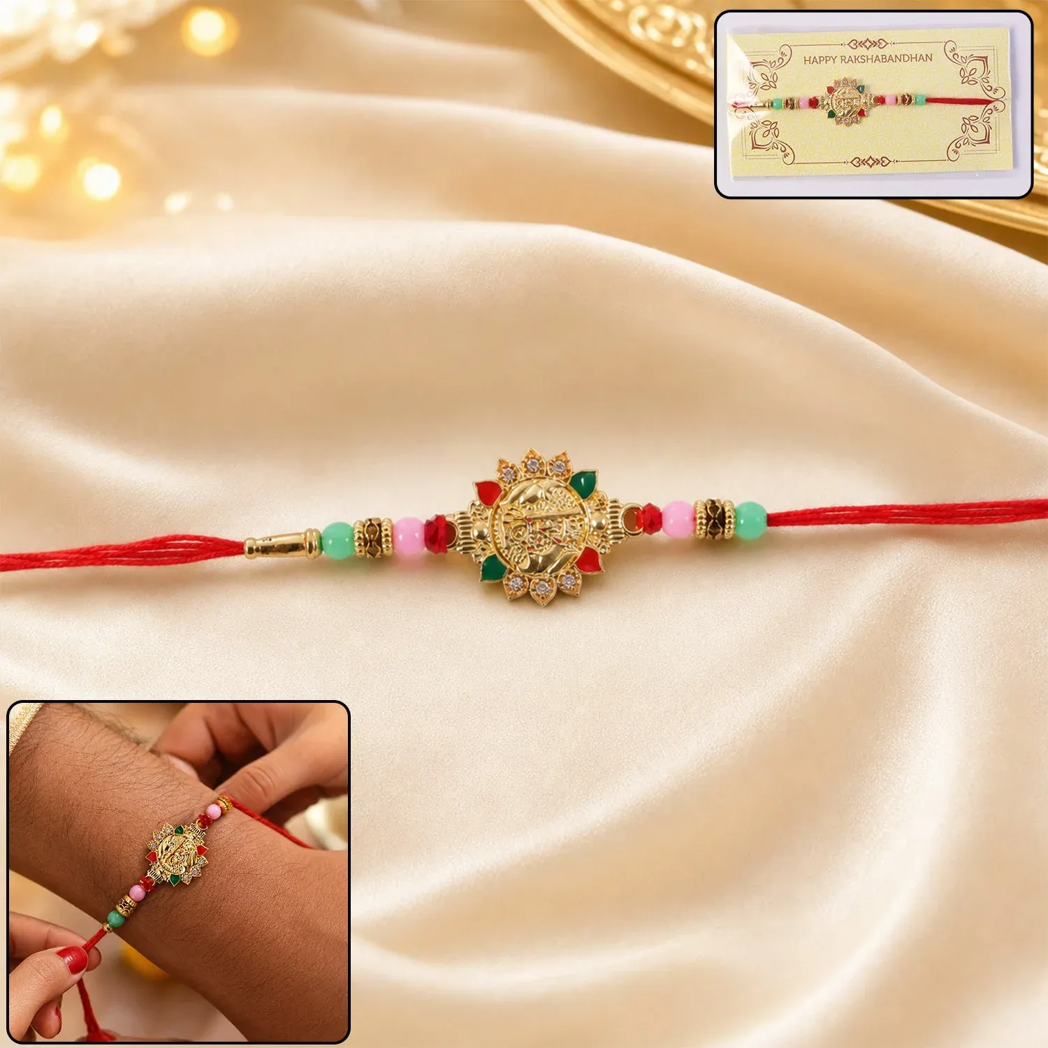 Premium Rakhi – Elegant Beaded Design with Veera Charm for Raksha Bandhan - Buy Online at Alikart
