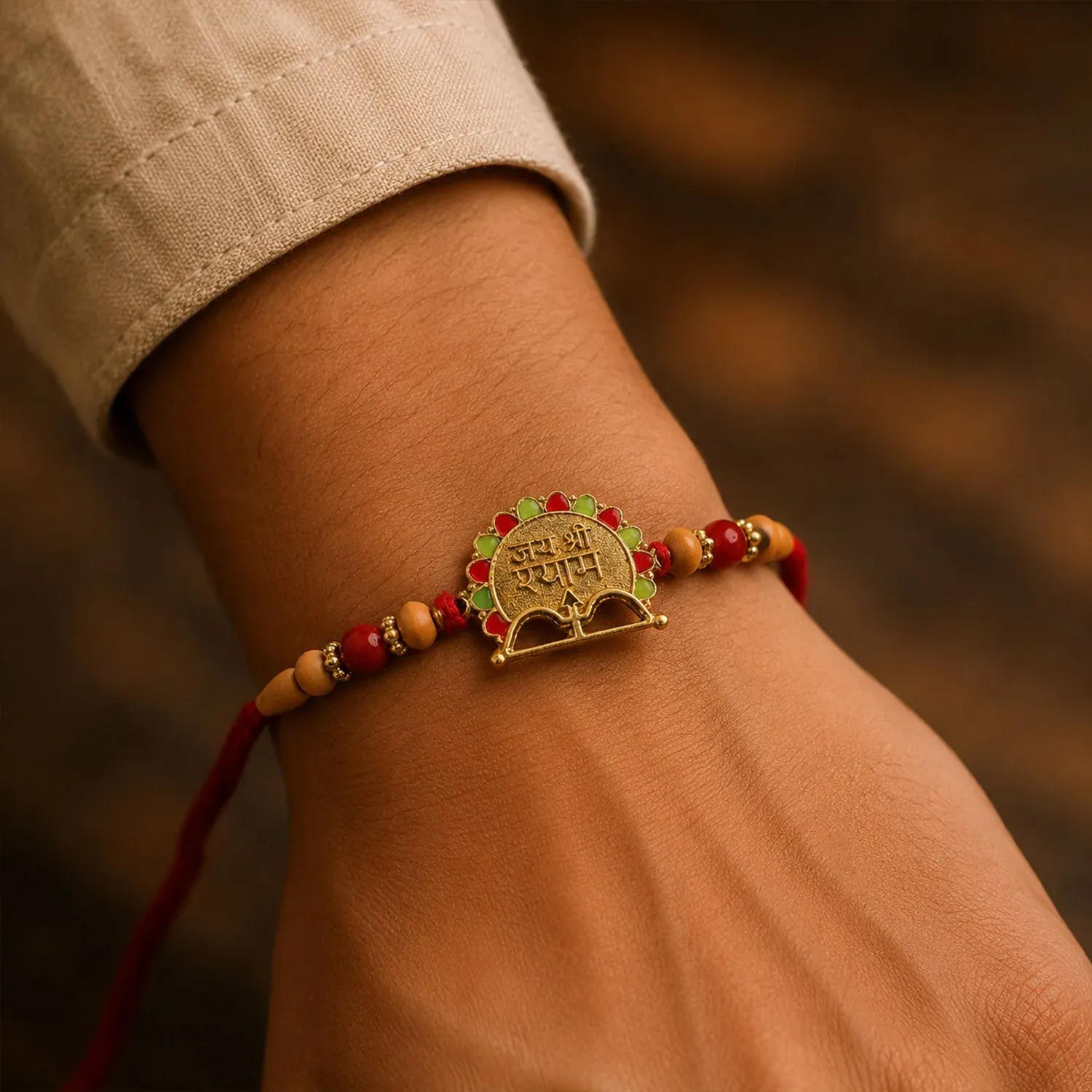 Jai Shree Shyam Beads Rakhi – Elegant & Lightweight for Brothers - Detailed Feature View 3