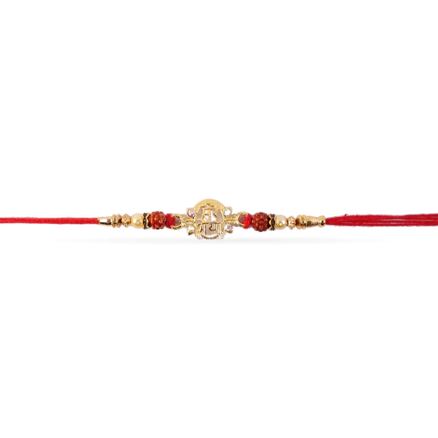 Pearl Rudraksha Rakhi – Elegant Brother's Friendship Wristband - Detailed Feature View 4