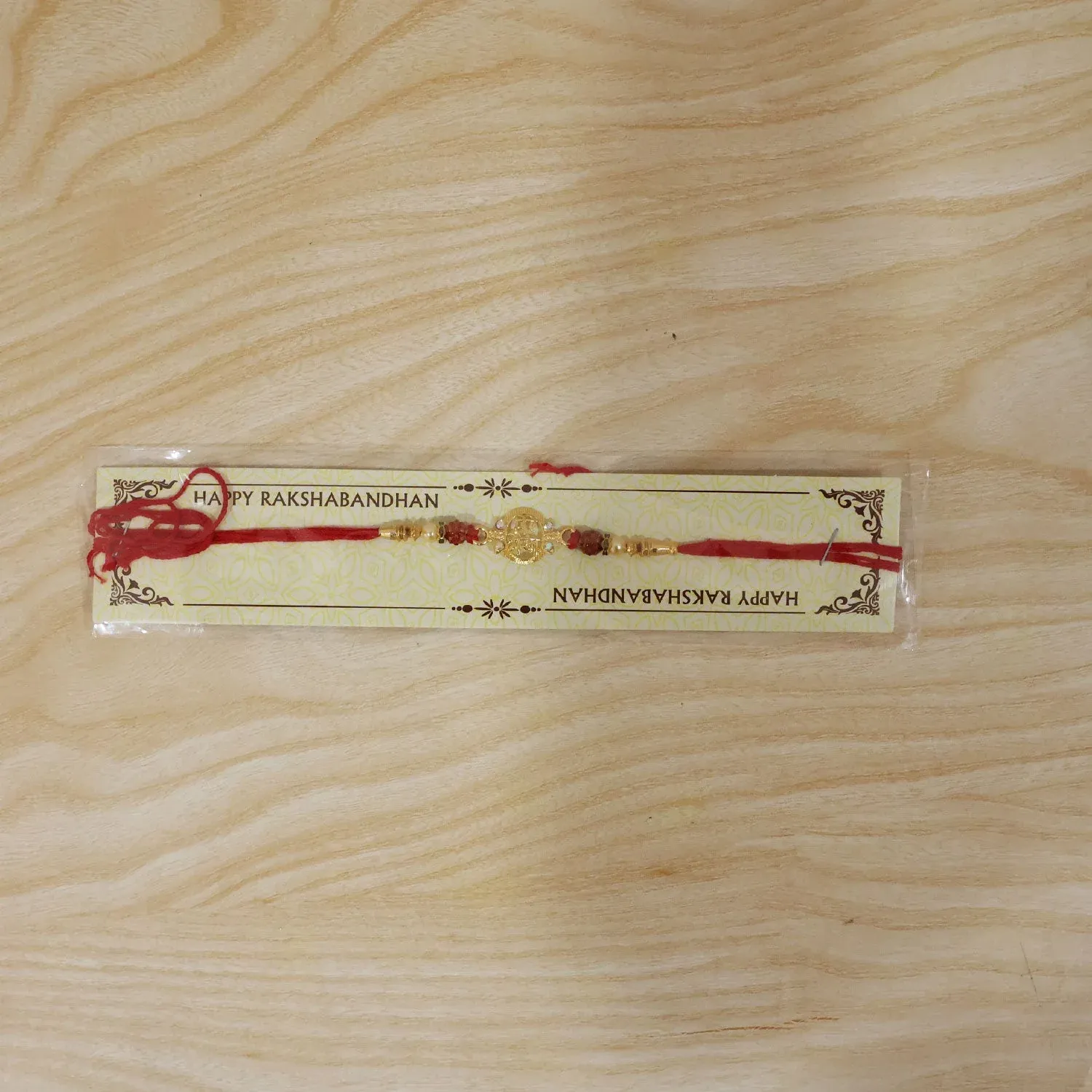 Pearl Rudraksha Rakhi – Elegant Brother's Friendship Wristband - Detailed Feature View 5