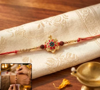 Rakshabandhan Tortoise Flower Stone Rakhi – Elegant Sister Gift