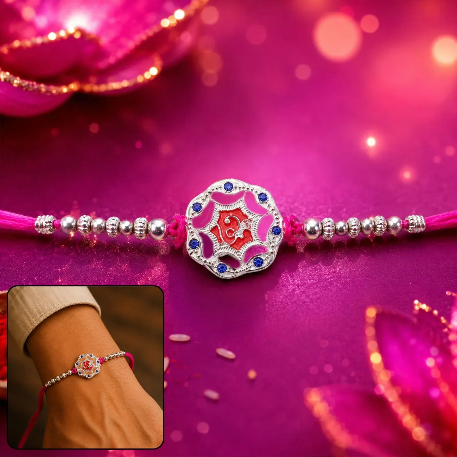Premium Rakshabandhan Silver Floral Rakhi for Brother – Elegant & Traditional - Buy Online at Alikart