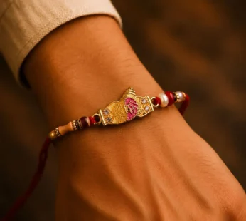 Traditional Rakhi – Elegant Design with CZ Stones for Raksha Bandhan