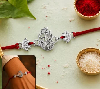 Oxidised Silver Krishna Rakhi – Elegant Traditional Design