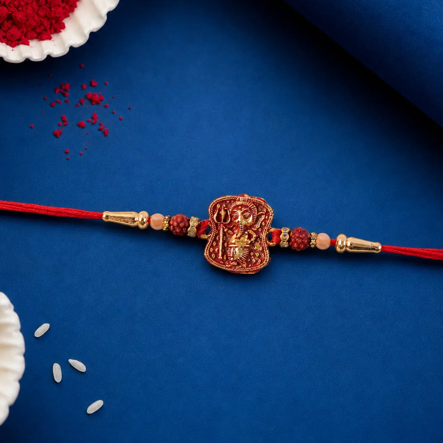 Ganesha Rudraksha Rakhi – Antique Design for Brother | Spiritual Gift - Detailed Feature View 2