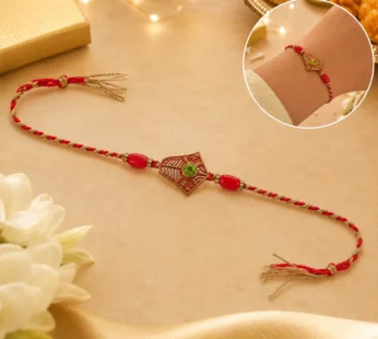Designer Rakhi – Green Stone Floral for Brother’s Festive Gift