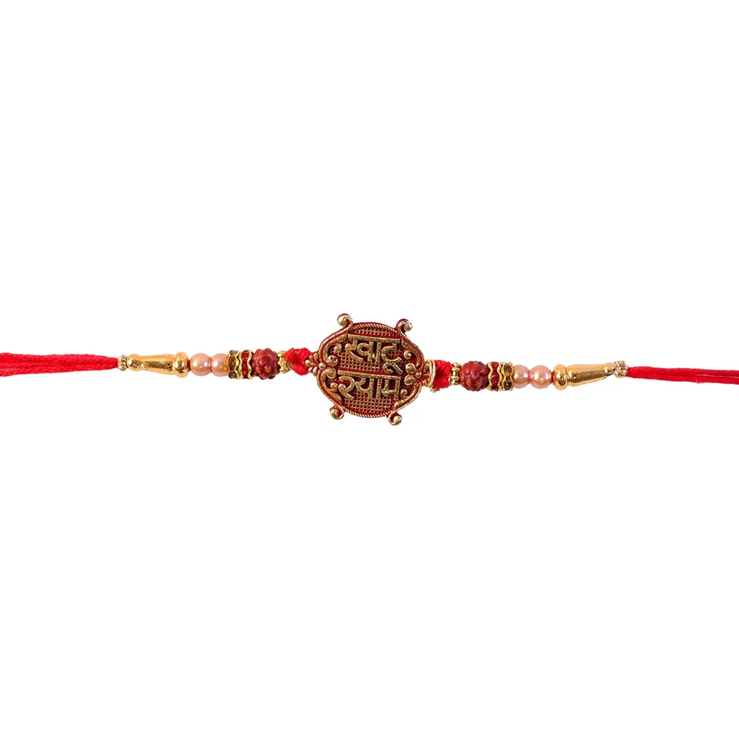 Meenakari Rakhi – Khatu Shyam Pendant with Rudraksha Beads for Raksha Bandhan - Detailed Feature View 5